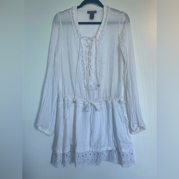 ROBERTO CAVALLI Beachwear - white shirt dress/cover up size M -  threedaughtersproperties.com